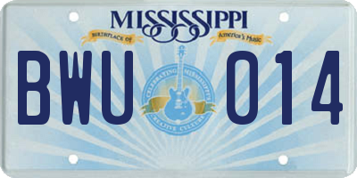 MS license plate BWU014