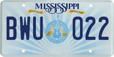 MS license plate BWU022