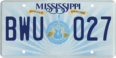 MS license plate BWU027
