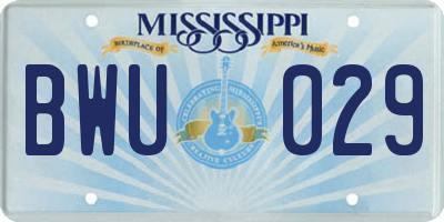 MS license plate BWU029