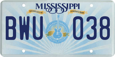 MS license plate BWU038