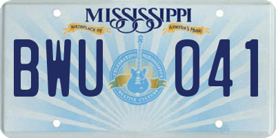 MS license plate BWU041