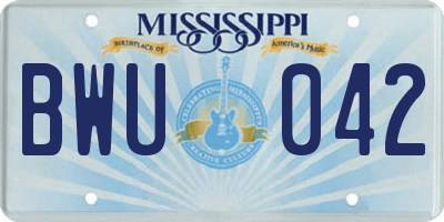 MS license plate BWU042