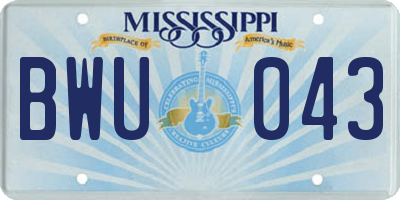 MS license plate BWU043