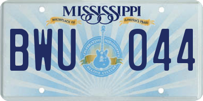 MS license plate BWU044