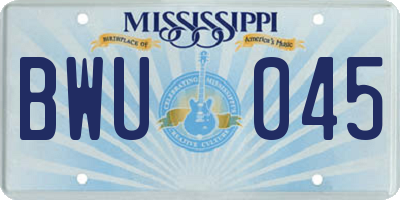 MS license plate BWU045