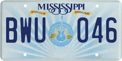MS license plate BWU046