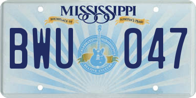 MS license plate BWU047