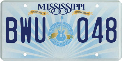 MS license plate BWU048