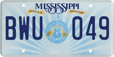MS license plate BWU049
