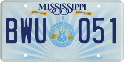 MS license plate BWU051