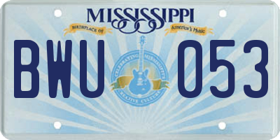 MS license plate BWU053
