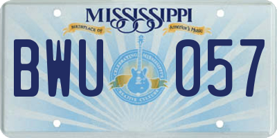 MS license plate BWU057