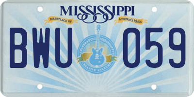MS license plate BWU059
