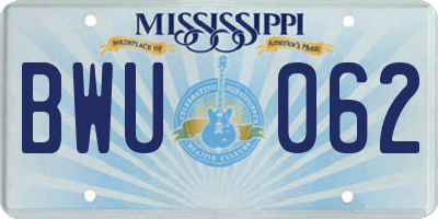 MS license plate BWU062