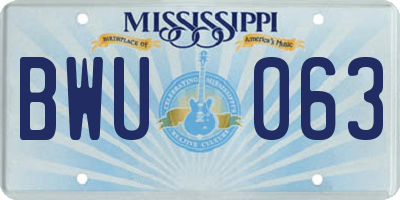 MS license plate BWU063