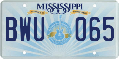 MS license plate BWU065