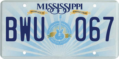 MS license plate BWU067