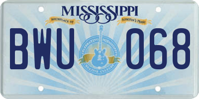 MS license plate BWU068