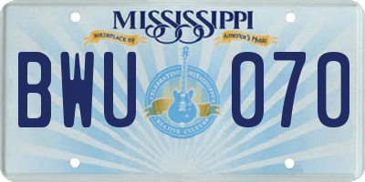 MS license plate BWU070