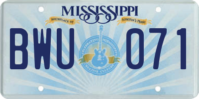 MS license plate BWU071