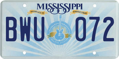 MS license plate BWU072
