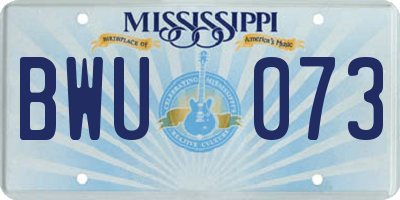MS license plate BWU073