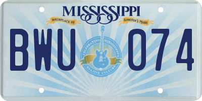 MS license plate BWU074