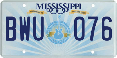 MS license plate BWU076