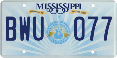 MS license plate BWU077