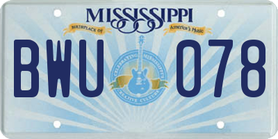 MS license plate BWU078