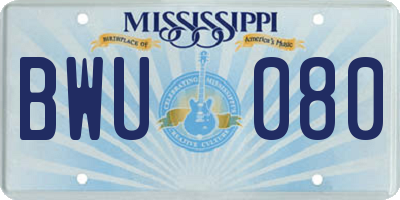 MS license plate BWU080