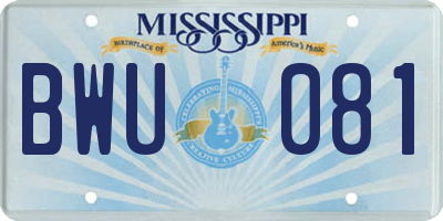 MS license plate BWU081