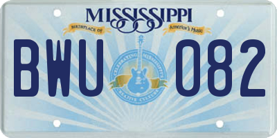 MS license plate BWU082