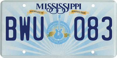 MS license plate BWU083