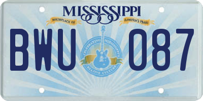 MS license plate BWU087