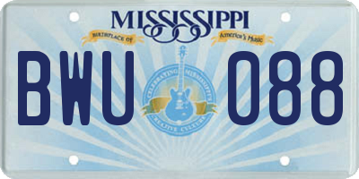 MS license plate BWU088