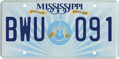 MS license plate BWU091