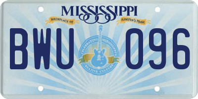 MS license plate BWU096