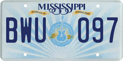 MS license plate BWU097