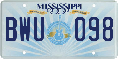 MS license plate BWU098