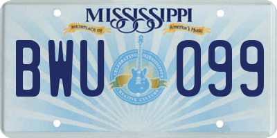 MS license plate BWU099