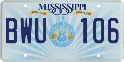 MS license plate BWU106