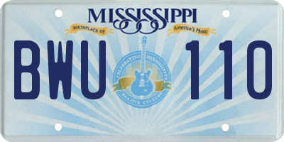 MS license plate BWU110