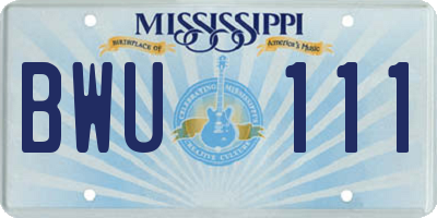MS license plate BWU111