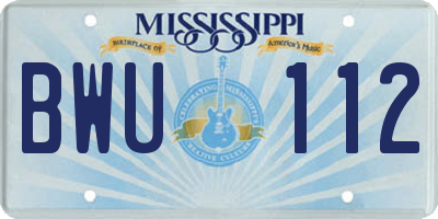 MS license plate BWU112