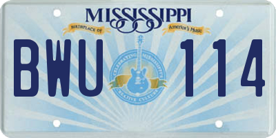 MS license plate BWU114