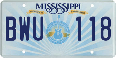 MS license plate BWU118