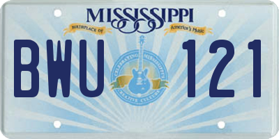 MS license plate BWU121