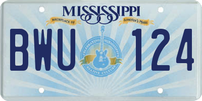 MS license plate BWU124